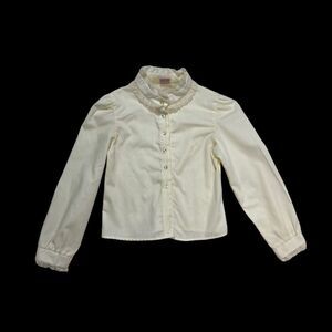 Vtg Dorissa Of Miami White Lace CottageCore Prairie Shirt Girls Sz 6 Cream